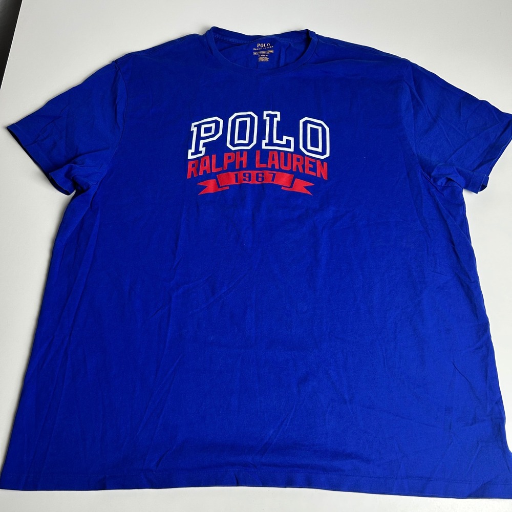 Polo Ralph Lauren Mens XXL Blue Graphic T-Shirt Classic Fit 1967 Logo Tee